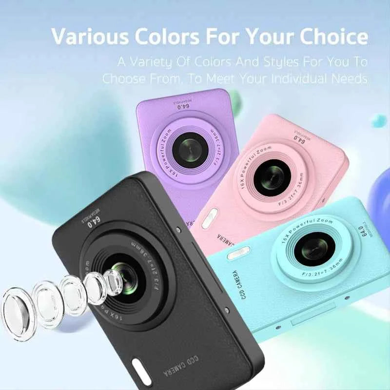 W&O Q3 Mini Digital Photo Camera 48MP 1080P 16X Zoom Child Point and Shoot Vlogging Cameras Vintage Portable Video Photocamera
