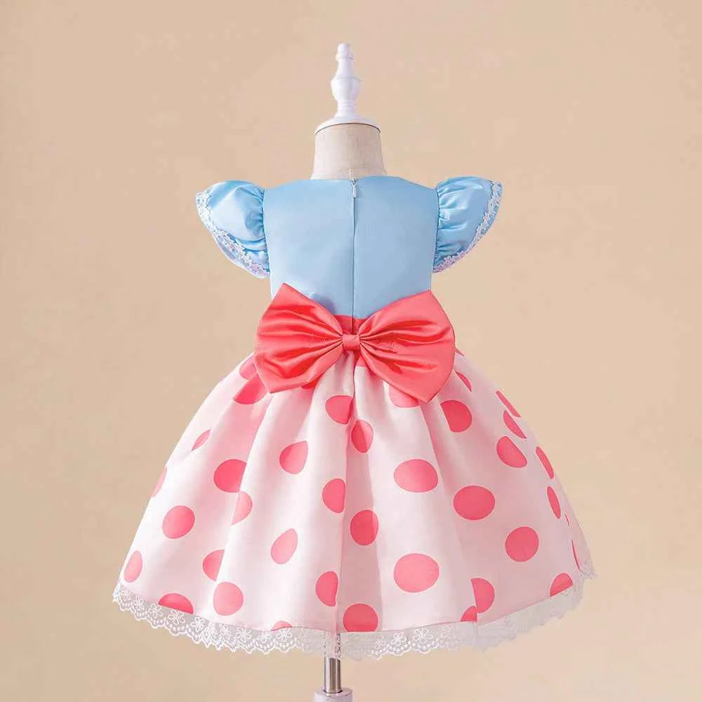 Baby Girl Dot Princess Party Dress Kids 1st Birthday Baptism Tutu Dresses Toddler Girl Fluffy Pleated Summer Gown Infant Costume