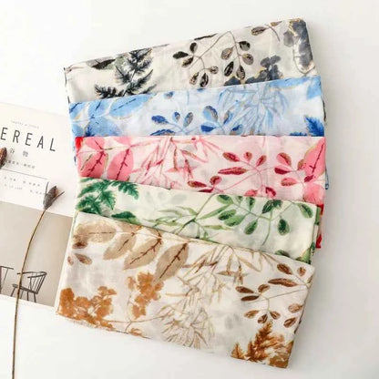 Winter Lurex Leaf Floral Fringe Cotton Viscose Shawls Scarf Lady High Quality Wrap Pashmina Stole Bufandas Muslim Hijab 180*90Cm