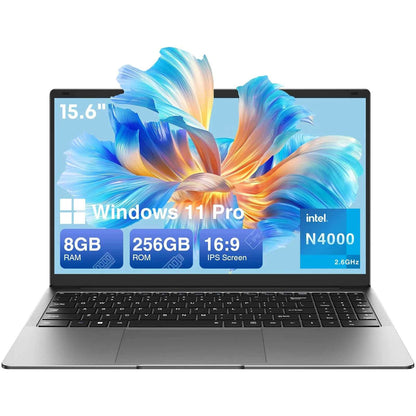 15.6 "Thin & Portable Laptop Computer Intel Celeron N4000 8GB RAM 256GB SSD FHD 1920x1080 16:9 Display For Work And Study