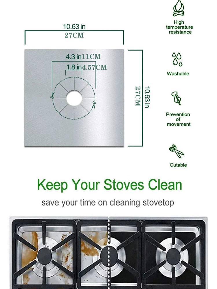 4 Pieces 27 Cm Gas Stove Surface Protection Pad Washable Oil And Dirt Resistant Kitchen Cleaning Accessories - AMULET RING STORE