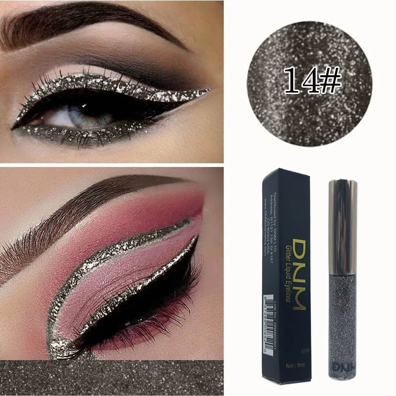 Glitter Eyeliner Vibrant Waterproof Long-Lasting for Flawless Eye Makeup Diamond Shiny Silver Rose Gold Eyeliner Beauty Cosmetic - AMULET RING STORE