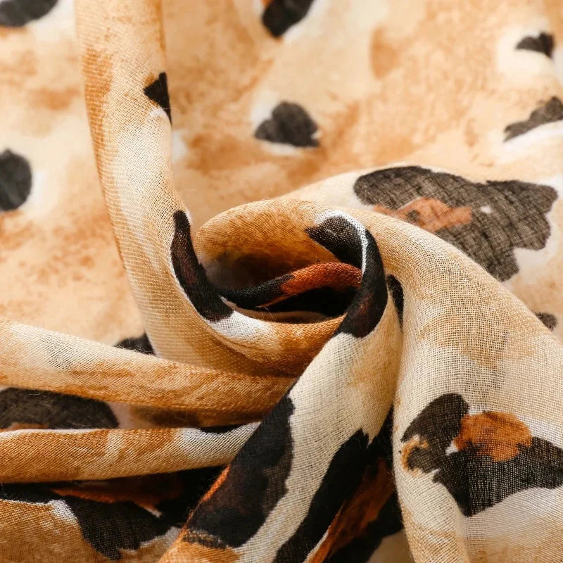 88*180cm Leopard Print Women Viscose Scarf Summer Beach Shawl Cotton Linen Feeling Tassel Pashmina Muslim Hijab Wrap Lady