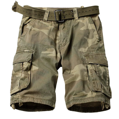 Men's Camo Cargo Shorts for Men Cotton Casual Outdoor Work Relaxed Fit Shorts with Multi-Pockets (no belt)