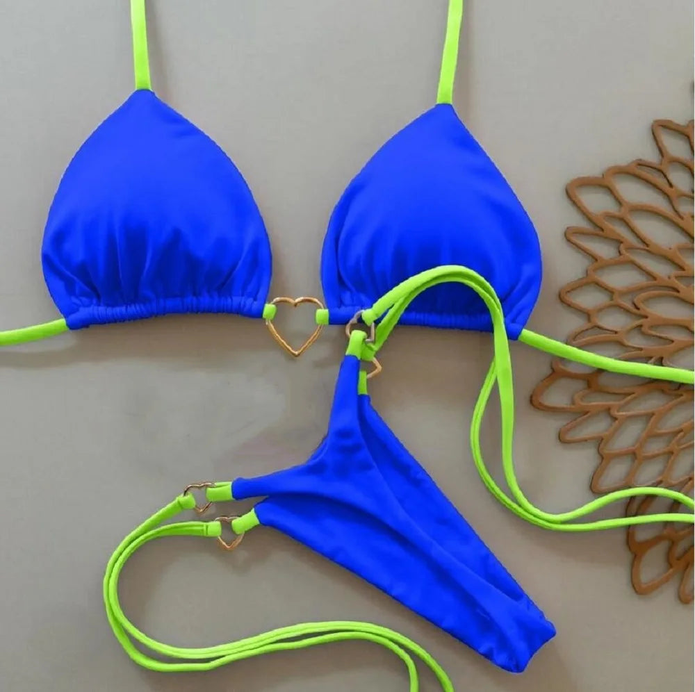 RUOTONSEPT Sexy Halter Solid color Bikini Set Women's Swimsuit Two-piece Triangle Thong Swimwear Bathing Suit Brazilian Biquinis - AMULET RING STORE