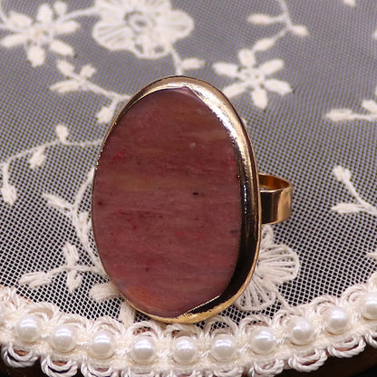 Irregular Natural Amethyst Rings Open Adjustable Green Aventurine Agate Finger Ring for Women and Men  Fashion Jewelry Ring Gift