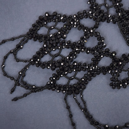Bridal Bolero Black Crystal Necklace Beaded Bridal Covered Body Chain Women Accessories Off Shoulder Bolero Decoration VG09 - AMULET RING STORE