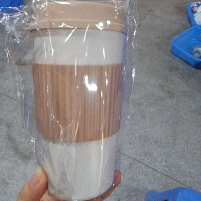 350/450/550ml Wheat Straw Coffee Cup Portable High Temperature Resistant Water Cup With Lid Reusable Eco-Friendly Travel Mug - AMULET RING STORE