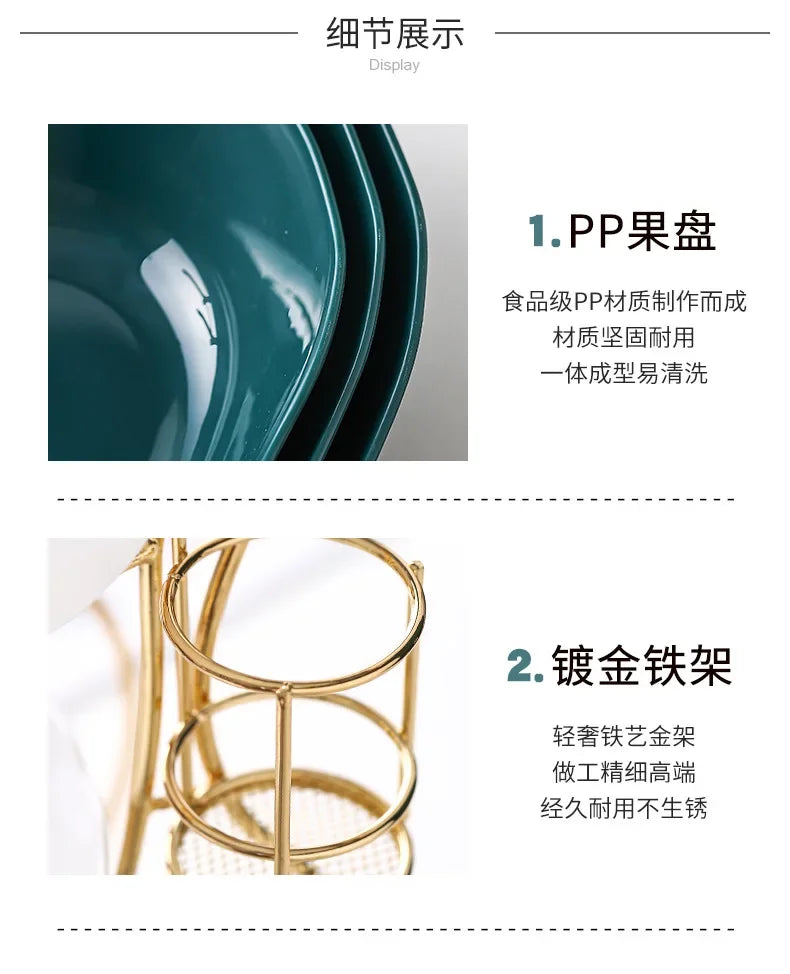 2/3 Layer Table Plates Dinnerware Wooden Kitchen Fruit Bowl with Floors Partitioned Dish Candy Cake Trays Fruit Plate Salad Bowl - AMULET RING STORE