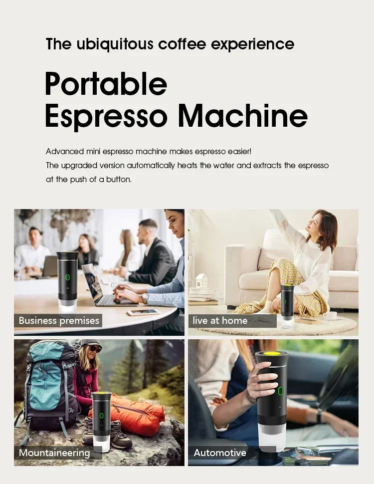 Portable Wireless Electric Espresso Coffee Machine For Travel &Car &Home Camping Coffee Maker 3-in-1 Capsule Powder Coffee Maker - AMULET RING STORE
