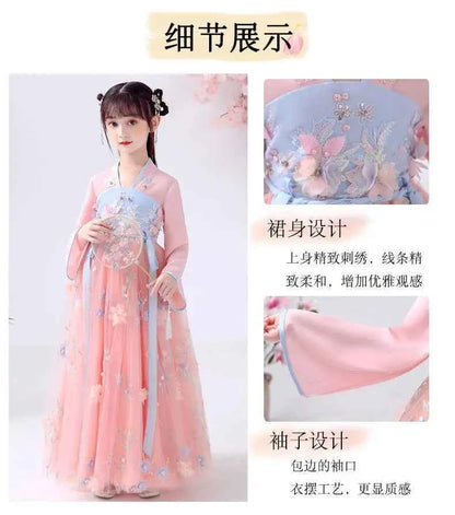 Summer Girls' Hanfu Dress Princess Costume Children's Dresses Kids Vintage Party Baby Girl Dress Cosplay Girls Clothes Vestidos