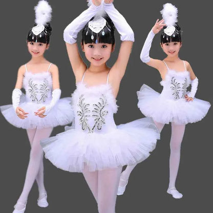 White Ballerina Dancing Costumes For Kids Tutu Dancewear Professional Girls Swan Lake Dance Dress Performance Ballet Dress 1Set
