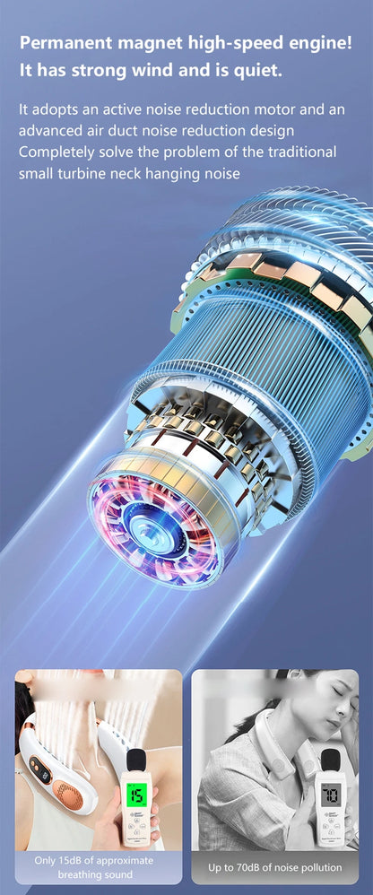XIAOMI 2025 Neck Fan USB Rechargeable Cooling Fan 5 Speed Adjustable Neck Cooler Digital Display Bladeless Neckband Fan