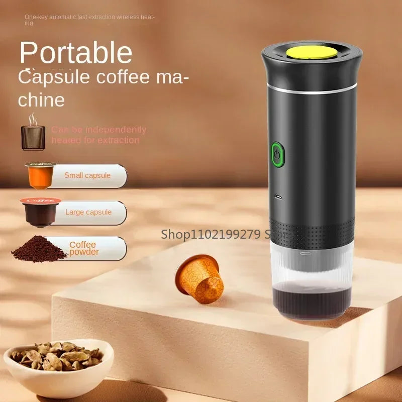 Portable Wireless Electric Espresso Coffee Machine For Travel &Car &Home Camping Coffee Maker 3-in-1 Capsule Powder Coffee Maker - AMULET RING STORE