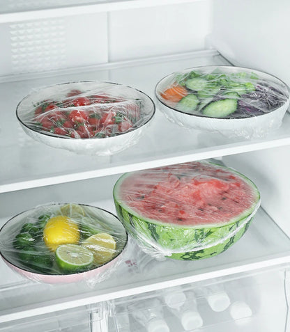 100/200/300/500pcs Saran Wrap Disposable Food Cover Food Grade Fruit Vegetable Storage Bag Elastic Kitchen Fresh Keeping Bag