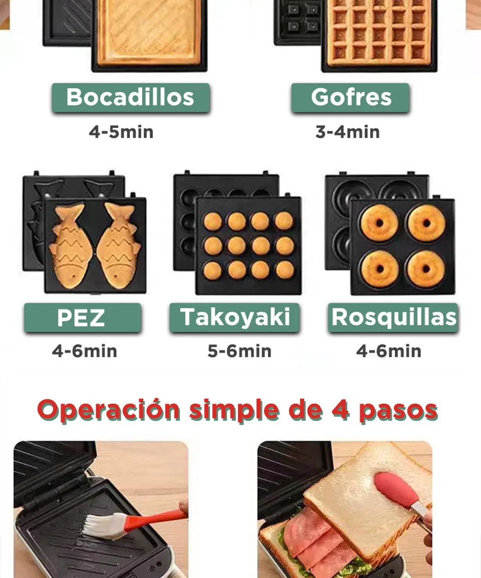 2025 YIDPU Sandwichera 3 en 1 Tostadora eléctrica Waffle Maker Desayuno Pancake Donut Egg Waffle Fish Cake Horno eléctrico - AMULET RING STORE