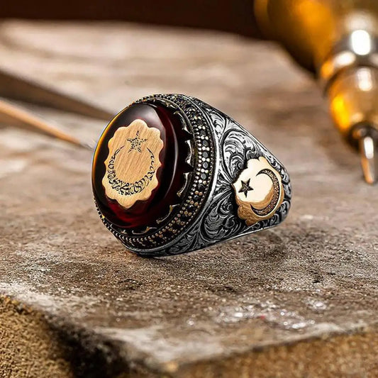 Male Ring Personality Hand Engraved Pattern