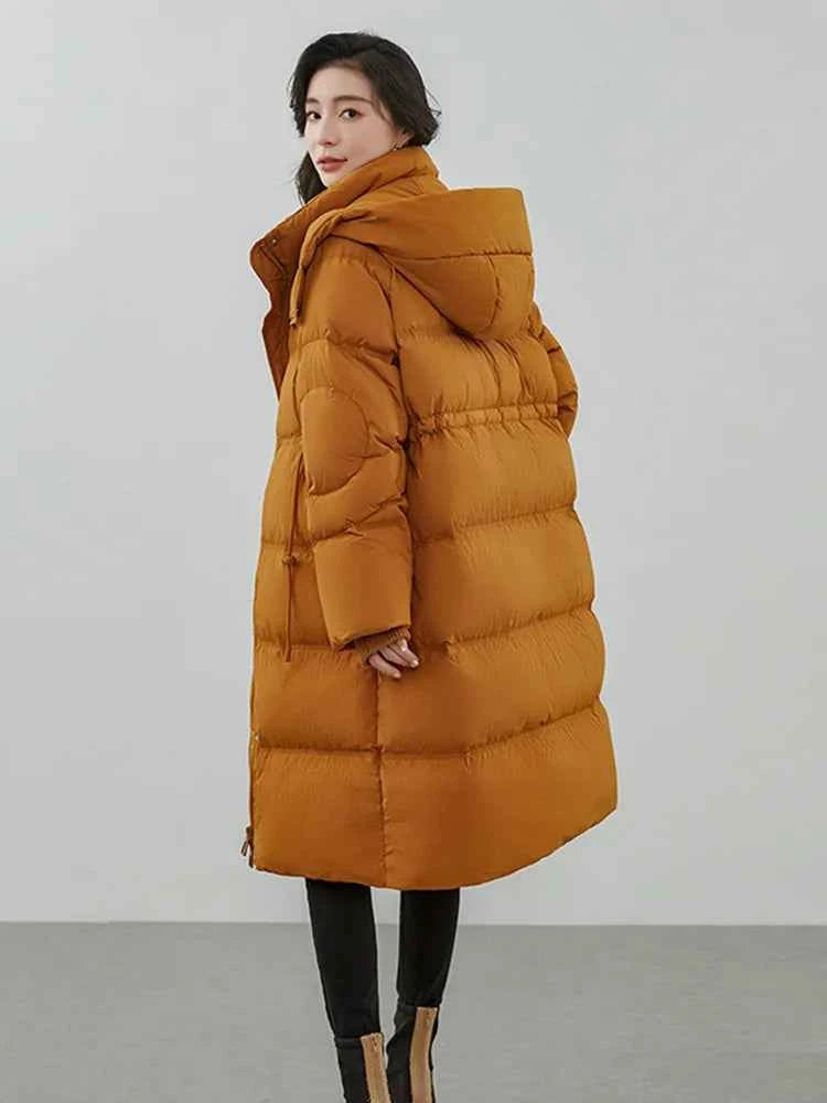 Ultra-Warm Down Jacket for Women 2025 Winter New Arrival Hooded, Knee-Length, Thickened, Waist-Defining, Versatile Coat