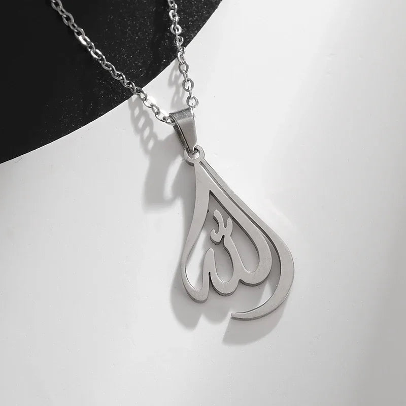 Stainless Steel Exquisite Islamic Muslim Calligraphy Arabic Pendant Necklace