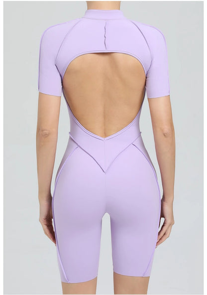 Seamless Yoga Jumpsuit Sports Fitness Backless Tight Zipper Long-sleeved One-Piece Workout Clothes Gym Leggings Sportswear