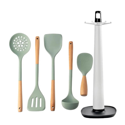 NEW Silicone Spatula Non Stick Pan Wooden Handle Silicone Vegetable Heat-resistant Silicone Cooking Spatula Spoon Kitchen tool - AMULET RING STORE