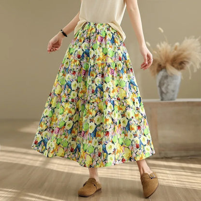 THHONE Summer Skirt Women 2025 High Waist Loose Fashion Vintage Dot Casual Korean Style Elegant A-line Skirts Women's Clothing
