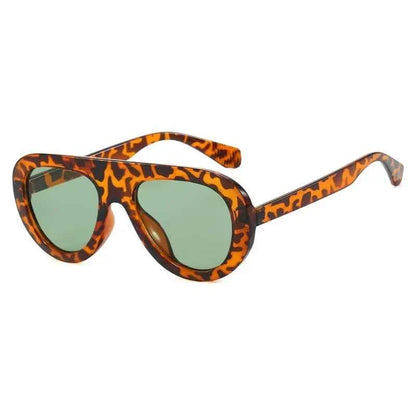 Y2K Retro Round Small Sunglasses Trendy Leopard Print Glasses Vintage Unisex Eyewear for Women Men Bold Fashion Accessories