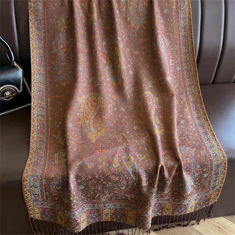 Elegant Ethnic Autumn Cashmere Shawl for Women Jacquard Pashmina Scarves Bufandas De Invierno Mujer Female Foulard Stoles Scarf - AMULET RING STORE