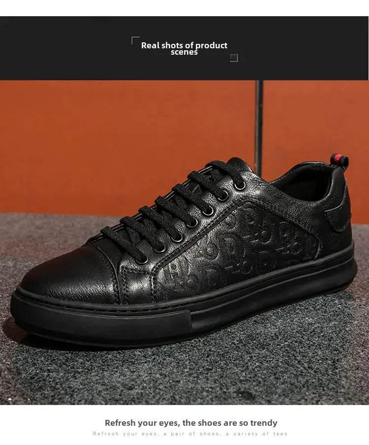 Leisure Shoes 2025 New Wear-resistant Fashion Shoes Anti-slip Anti-odor Leather Sports Thick Soles All Match Street Men's Shoes - AMULET RING STORE