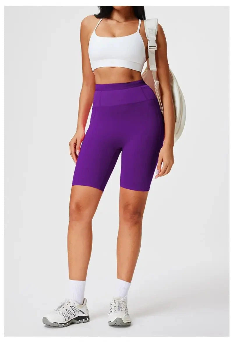 Marathon Compression Shorts with Waistband Pocket Men Women Quick Dry Nylon Workout Tights for Cycling Running Training