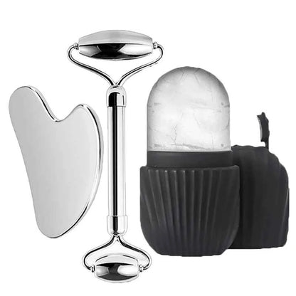 1/3 Piece Ice Face Roller Facial Skin Care Tools, Stainless Steel Facial Roller Scraping Board Ice Tray Skin Care Tools