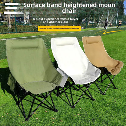 Moon shaped semi recliner folding chair with outdoor handbag, waist and back cushion with side pockets, durable and long-lasting - AMULET RING STORE