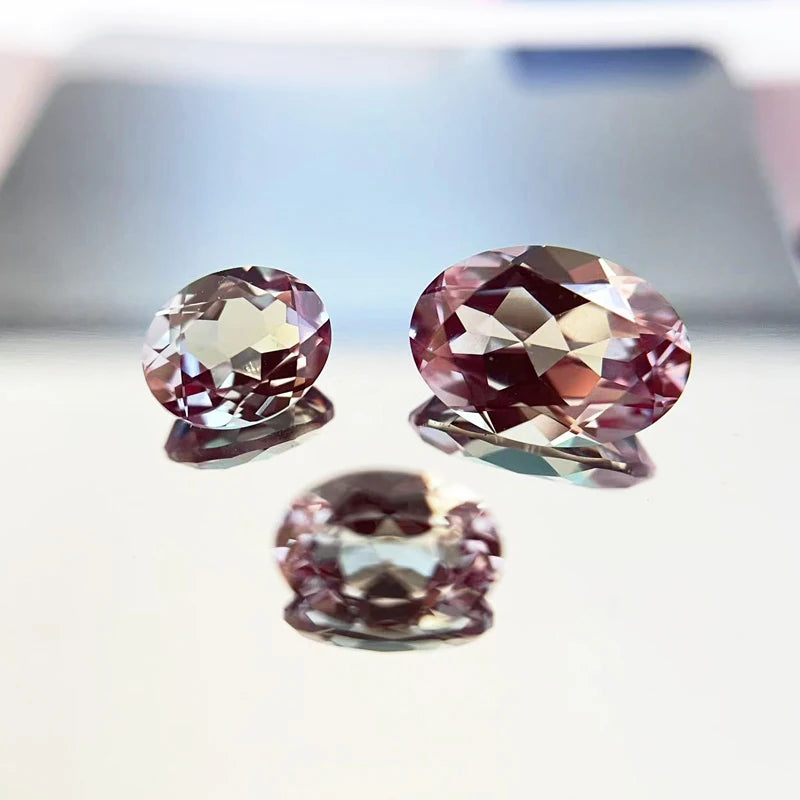 Top Lab Grown Alexandrite Stone Oval Shape Purple Color Charms Beads for Diy Jewelry Making Materials Selectable Certificate