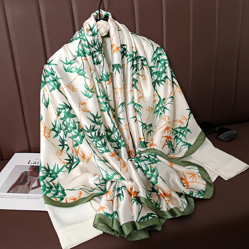 Design Satin Silk Shawl Hijab Scarf Women Fashion Summer Sunscreen Beach Stole Wraps Bufanda Female Headkerchief Echarpe New - AMULET RING STORE