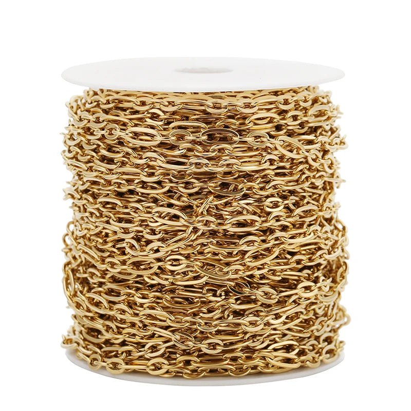 1M Heavy Chunky Hip Hop Chain Stainless Steel Frosted Oval Link Chains for DIY Men Jewelry Making Punk Necklace Bracelet Chain - AMULET RING STORE