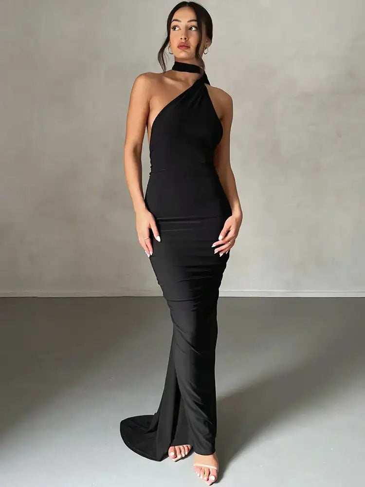 Women's White Bodycon Long Dress - Summer Party Wear - AMULET RING STORE