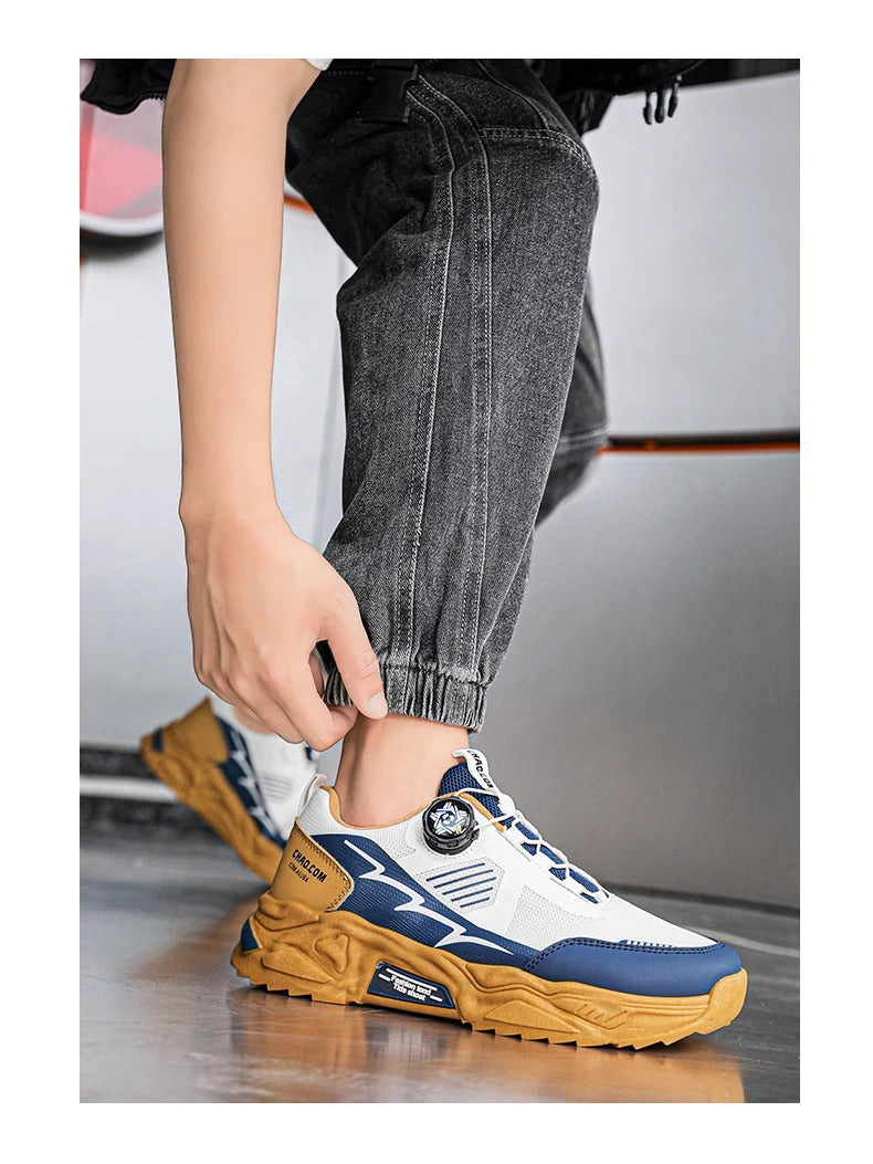 Men's Korean breathable casual sports shoes four season new soft soled Rotating shoelaces outdoor running shoes student sneakers - AMULET RING STORE