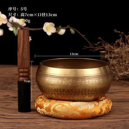 Tibetan Singing Bowl Buddhist Meditation Massage Yoga Chakra Nepal Singing Bowls Sound Healing Instruments with Accessories Gift - AMULET RING STORE