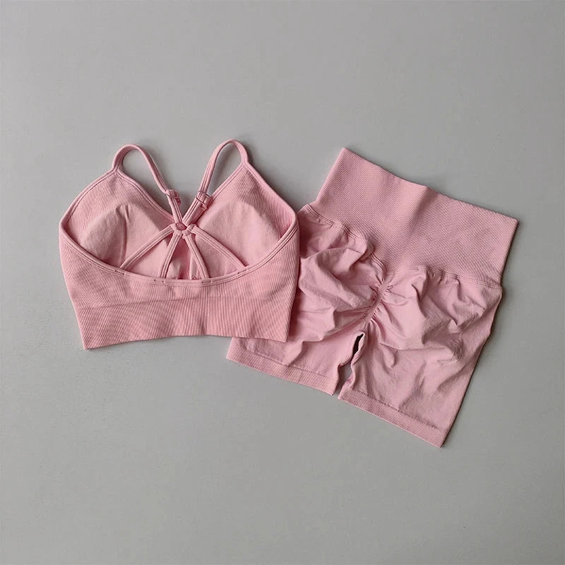 Butt Lifting Fitness Shorts Lifting Set for Women's Elastic Breathable Quick-drying Sports Underwear Beautiful Back Yoga Suit