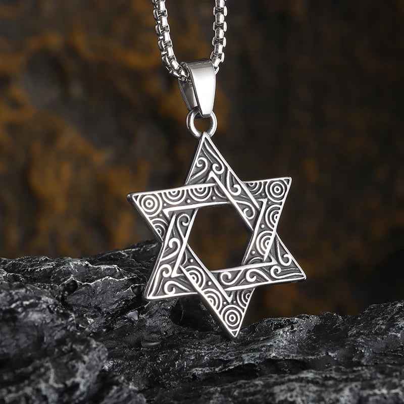 Judaism Stainless Steel Star of David Devil Eye Angel Seal Pendant