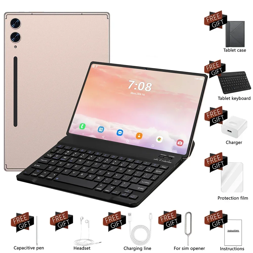 2025 Pad 7s Pro Tablet Android 15 10.1inch Touch Tablets Global Version Original Tablette 16GB+1TB Dual SIM Phone Call 10000mAh