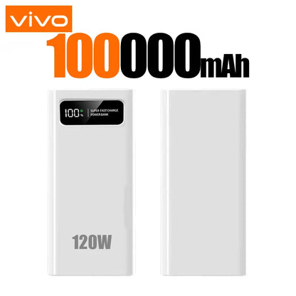 VIVO 200000mAh LED Digital Display Power Bank High Capacity 120W Super Fast Charging Portable External Battery For IPhone New