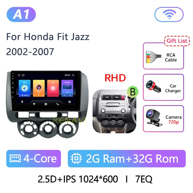2 Din Android 10.0 Car Stereo Radio Multimedia Video Player For Honda Fit Jazz City 2002 2003 2004 2005 2006 2007 GPS Navigation - AMULET RING STORE