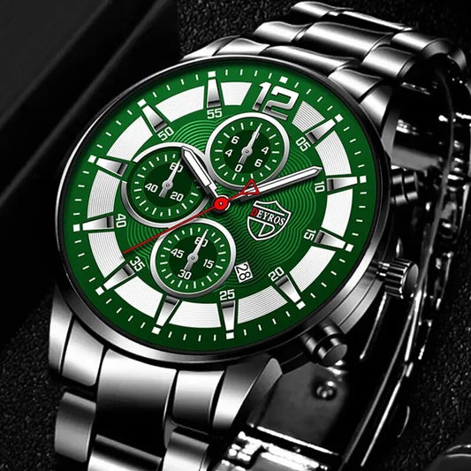 Fashion Men Stainless Steel Watch Luxury Calendar Quartz Wrist Watch Mens Business Watches for Man Luminous Clock - AMULET RING STORE