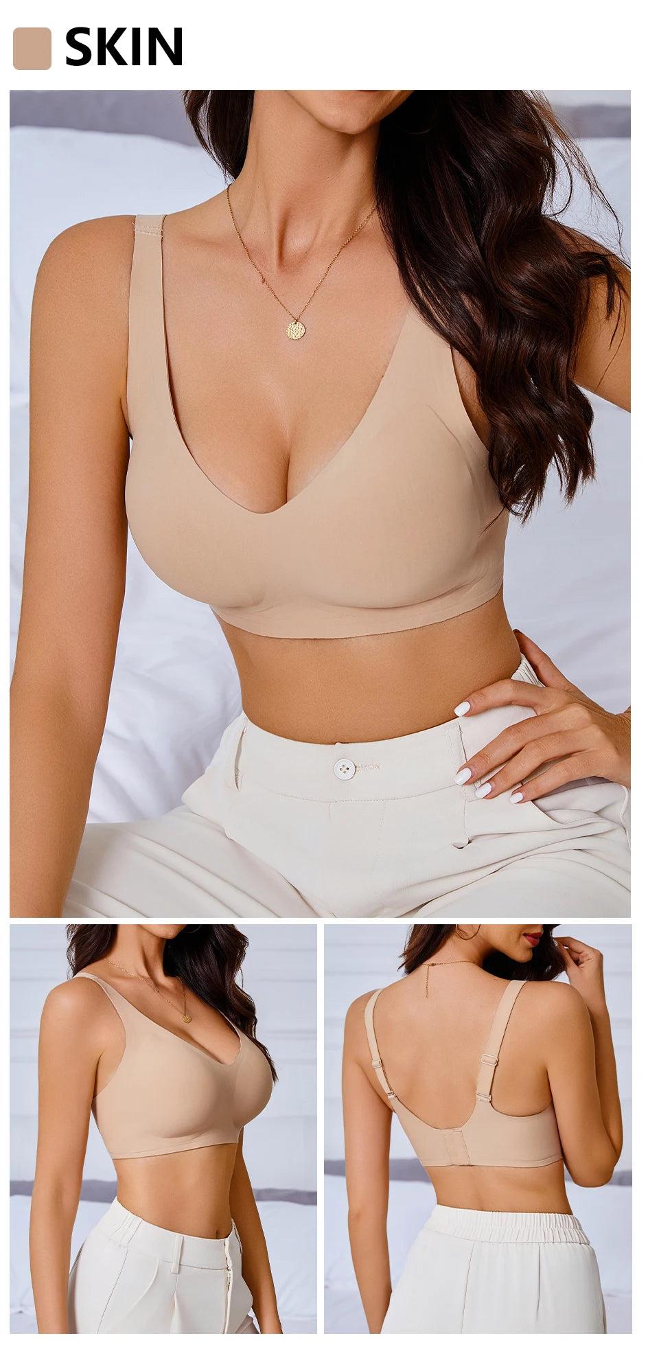 Women Underwire Bra Wide Adjuestable Strap Solid Color Plus Size Bras