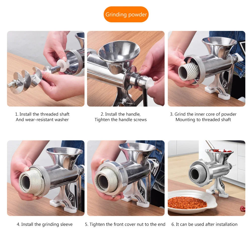 Manual Meat Grinder Aluminum Powerful Home Sausage Stuffer Filler Hand Crank Mincer Vegetable Chopper Pepper Kitchen Supplies - AMULET RING STORE
