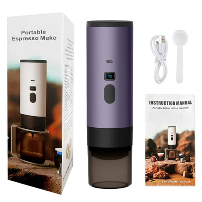 Portable Electric Coffee Maker 3-in-1 Capsule Coffee Grinder Travel Coffee Maker with Cordless Heating for Car and Home Camping - AMULET RING STORE