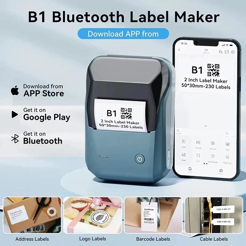 Niimbot B1 Mini Portable Thermal Printer Self-Adhesive Sticker Label Maker Pocket Printer Labeling Machine