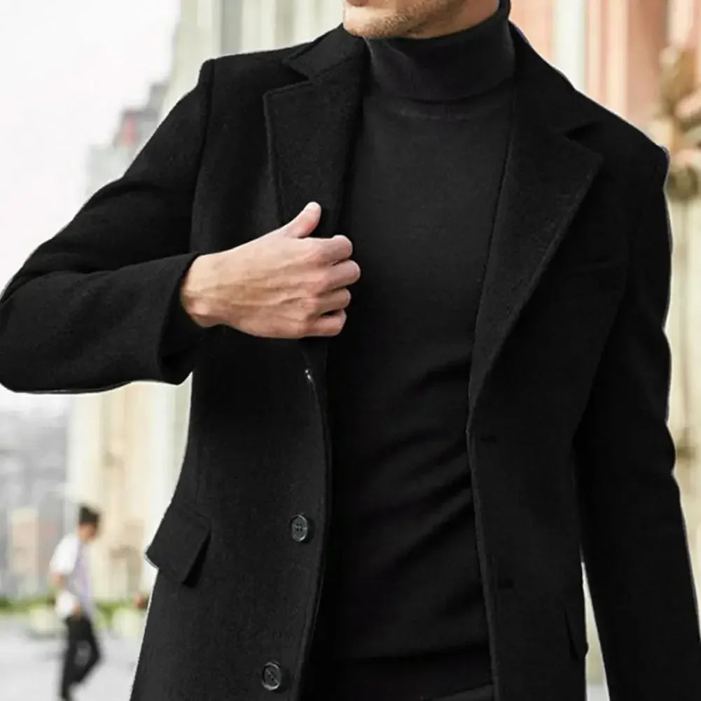 British style long-sleeved woolen coat autumn and winter men's trendy coat Casual Business Jackets Man Warm Coat Outerwear men's