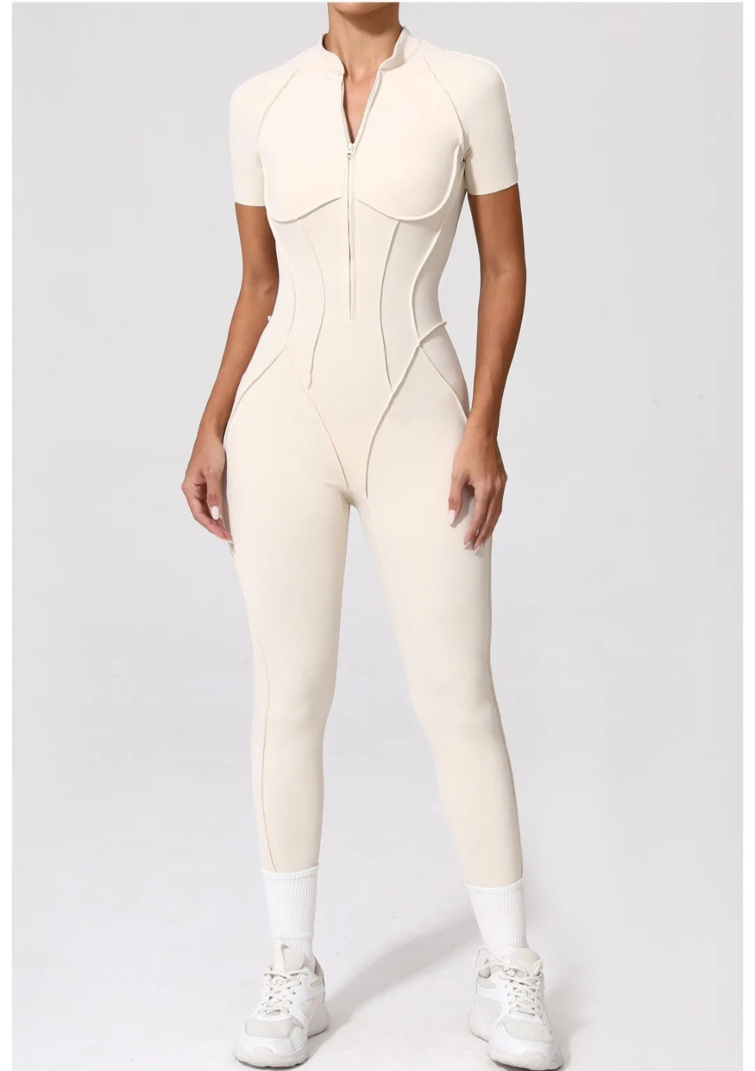 Seamless Yoga Jumpsuit Sports Fitness Backless Tight Zipper Long-sleeved One-Piece Workout Clothes Gym Leggings Sportswear